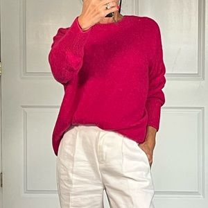 J.Crew Oversized crewneck sweater in hot pink size S